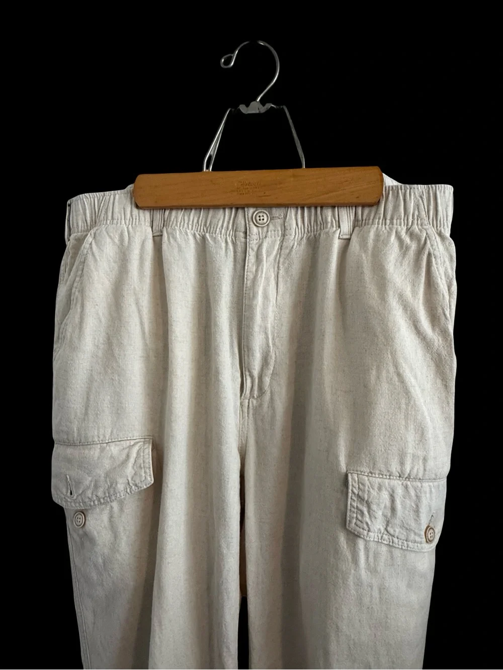 Roundtree & Yorke Linen Blend Mens Cargo Pants Costal Beachy Neutral